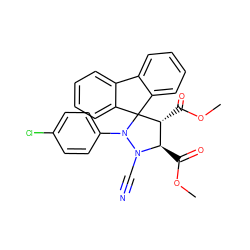 COC(=O)[C@@H]1[C@@H](C(=O)OC)C2(c3ccccc3-c3ccccc32)N(c2ccc(Cl)cc2)N1C#N ZINC000008386474