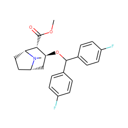 COC(=O)[C@@H]1[C@@H](OC(c2ccc(F)cc2)c2ccc(F)cc2)C[C@@H]2CC[C@H]1N2C ZINC000013737425