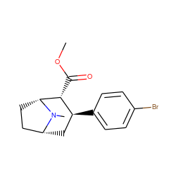 COC(=O)[C@@H]1[C@@H](c2ccc(Br)cc2)C[C@@H]2CC[C@H]1N2C ZINC000013586317