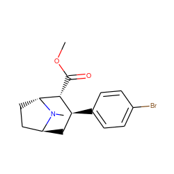 COC(=O)[C@@H]1[C@@H](c2ccc(Br)cc2)C[C@H]2CC[C@H]1N2C ZINC000100651697