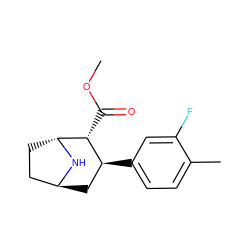 COC(=O)[C@@H]1[C@@H](c2ccc(C)c(F)c2)C[C@H]2CC[C@H]1N2 ZINC000100949796