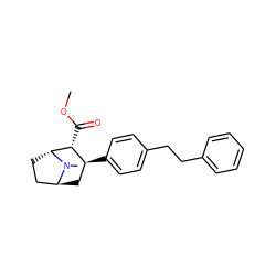 COC(=O)[C@@H]1[C@@H](c2ccc(CCc3ccccc3)cc2)C[C@H]2CC[C@H]1N2C ZINC000100921485