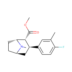 COC(=O)[C@@H]1[C@@H](c2ccc(F)c(C)c2)C[C@H]2CC[C@H]1N2C ZINC000100739531