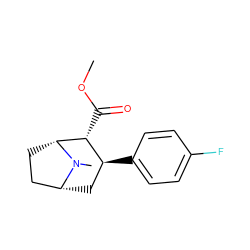 COC(=O)[C@@H]1[C@@H](c2ccc(F)cc2)C[C@@H]2CC[C@H]1N2C ZINC000013586315