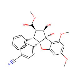 COC(=O)[C@@H]1[C@@H](c2ccccc2)[C@]2(c3ccc(C#N)cc3)Oc3cc(OC)cc(OC)c3[C@]2(O)[C@@H]1O ZINC000095554552