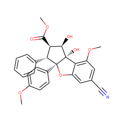 COC(=O)[C@@H]1[C@@H](c2ccccc2)[C@]2(c3ccc(OC)cc3)Oc3cc(C#N)cc(OC)c3[C@]2(O)[C@@H]1O ZINC000095555137