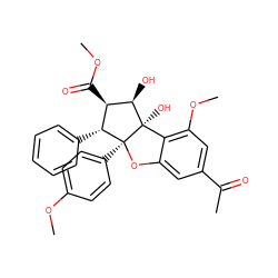 COC(=O)[C@@H]1[C@@H](c2ccccc2)[C@]2(c3ccc(OC)cc3)Oc3cc(C(C)=O)cc(OC)c3[C@]2(O)[C@@H]1O ZINC000095555821