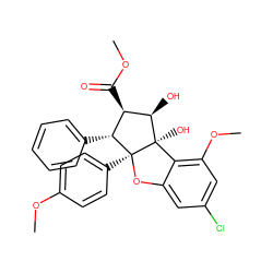 COC(=O)[C@@H]1[C@@H](c2ccccc2)[C@]2(c3ccc(OC)cc3)Oc3cc(Cl)cc(OC)c3[C@]2(O)[C@@H]1O ZINC000095556887