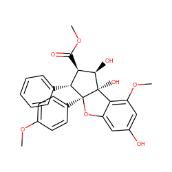 COC(=O)[C@@H]1[C@@H](c2ccccc2)[C@]2(c3ccc(OC)cc3)Oc3cc(O)cc(OC)c3[C@]2(O)[C@@H]1O ZINC000095554145