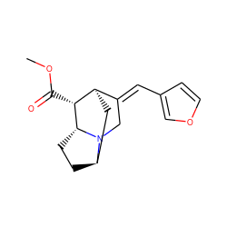 COC(=O)[C@@H]1[C@@H]2C[C@H]3CC[C@H]1N3C/C2=C\c1ccoc1 ZINC000100854112