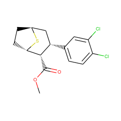 COC(=O)[C@@H]1[C@@H]2CC[C@@H](C[C@@H]1c1ccc(Cl)c(Cl)c1)S2 ZINC000101082968