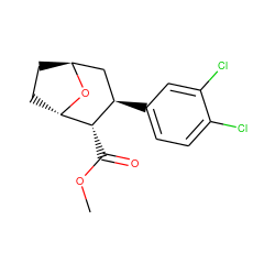 COC(=O)[C@@H]1[C@@H]2CC[C@@H](C[C@H]1c1ccc(Cl)c(Cl)c1)O2 ZINC000101083402