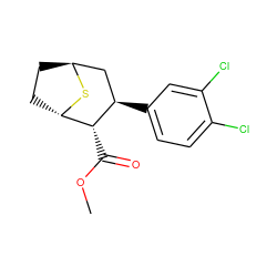 COC(=O)[C@@H]1[C@@H]2CC[C@@H](C[C@H]1c1ccc(Cl)c(Cl)c1)S2 ZINC000101102819