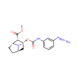 COC(=O)[C@@H]1[C@H](OC(=O)Nc2cccc(N=[N+]=[N-])c2)C[C@H]2CC[C@H]1N2C ZINC000100737971