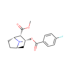 COC(=O)[C@@H]1[C@H](OC(=O)c2ccc(F)cc2)C[C@H]2CC[C@H]1N2C ZINC000100860275