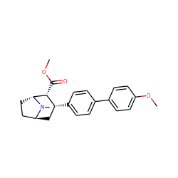 COC(=O)[C@@H]1[C@H](c2ccc(-c3ccc(OC)cc3)cc2)C[C@H]2CC[C@H]1N2C ZINC000100862054