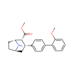 COC(=O)[C@@H]1[C@H](c2ccc(-c3ccccc3OC)cc2)C[C@H]2CC[C@H]1N2C ZINC000100862038