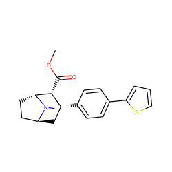 COC(=O)[C@@H]1[C@H](c2ccc(-c3cccs3)cc2)C[C@H]2CC[C@H]1N2C ZINC000101007973