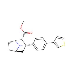 COC(=O)[C@@H]1[C@H](c2ccc(-c3ccsc3)cc2)C[C@H]2CC[C@H]1N2C ZINC000101031400