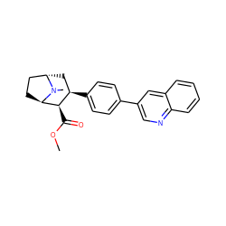 COC(=O)[C@@H]1[C@H](c2ccc(-c3cnc4ccccc4c3)cc2)C[C@H]2CC[C@H]1N2C ZINC000101034090