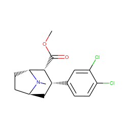 COC(=O)[C@@H]1[C@H](c2ccc(Cl)c(Cl)c2)C[C@H]2CC[C@H]1N2C ZINC000100728182