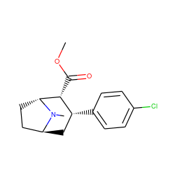 COC(=O)[C@@H]1[C@H](c2ccc(Cl)cc2)C[C@H]2CC[C@H]1N2C ZINC000100097505