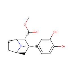 COC(=O)[C@@H]1[C@H](c2ccc(O)c(O)c2)C[C@H]2CC[C@H]1N2C ZINC000100912033