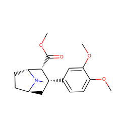 COC(=O)[C@@H]1[C@H](c2ccc(OC)c(OC)c2)C[C@H]2CC[C@H]1N2C ZINC000100974845