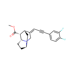 COC(=O)[C@@H]1[C@H]2C[C@H]3CC[C@H]1N3C/C2=C\C#Cc1ccc(F)c(F)c1 ZINC000253640070