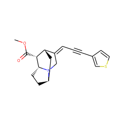 COC(=O)[C@@H]1[C@H]2C[C@H]3CC[C@H]1N3C/C2=C\C#Cc1ccsc1 ZINC000253640347