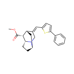 COC(=O)[C@@H]1[C@H]2C[C@H]3CC[C@H]1N3C/C2=C\c1ccc(-c2ccccc2)s1 ZINC000253752235