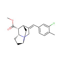 COC(=O)[C@@H]1[C@H]2C[C@H]3CC[C@H]1N3C/C2=C\c1ccc(C)c(Cl)c1 ZINC000253848663