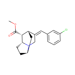 COC(=O)[C@@H]1[C@H]2C[C@H]3CC[C@H]1N3C/C2=C\c1cccc(Cl)c1 ZINC000253696172