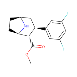 COC(=O)[C@@H]1[C@H]2CC[C@@H](C[C@H]1c1cc(F)cc(F)c1)N2 ZINC000013644792