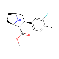 COC(=O)[C@@H]1[C@H]2CC[C@@H](C[C@H]1c1ccc(C)c(F)c1)N2 ZINC000013644778