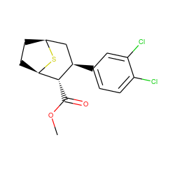 COC(=O)[C@@H]1[C@H]2CC[C@@H](C[C@H]1c1ccc(Cl)c(Cl)c1)S2 ZINC000028642912