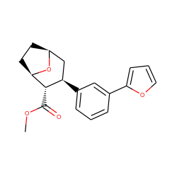 COC(=O)[C@@H]1[C@H]2CC[C@@H](C[C@H]1c1cccc(-c3ccco3)c1)O2 ZINC000084616941