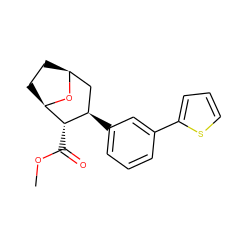 COC(=O)[C@@H]1[C@H]2CC[C@@H](C[C@H]1c1cccc(-c3cccs3)c1)O2 ZINC000084616946