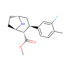 COC(=O)[C@@H]1[C@H]2CC[C@H](C[C@H]1c1ccc(C)c(F)c1)N2 ZINC000101127076