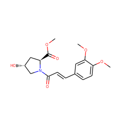 COC(=O)[C@@H]1C[C@@H](O)CN1C(=O)/C=C/c1ccc(OC)c(OC)c1 ZINC000040405643