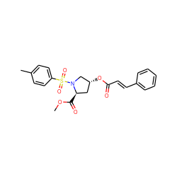 COC(=O)[C@@H]1C[C@@H](OC(=O)/C=C/c2ccccc2)CN1S(=O)(=O)c1ccc(C)cc1 ZINC000040430786