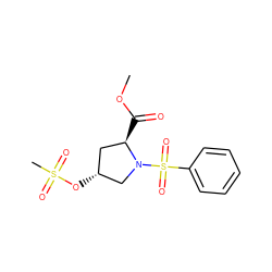 COC(=O)[C@@H]1C[C@@H](OS(C)(=O)=O)CN1S(=O)(=O)c1ccccc1 ZINC000040430492
