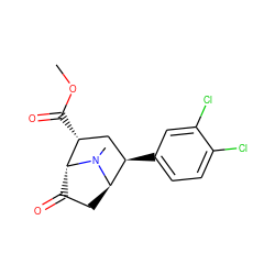 COC(=O)[C@@H]1C[C@@H](c2ccc(Cl)c(Cl)c2)[C@H]2CC(=O)[C@H]1N2C ZINC000101451135