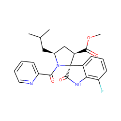 COC(=O)[C@@H]1C[C@H](CC(C)C)N(C(=O)c2ccccn2)[C@@]12C(=O)Nc1c(F)cccc12 ZINC001772612197