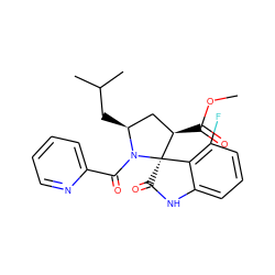 COC(=O)[C@@H]1C[C@H](CC(C)C)N(C(=O)c2ccccn2)[C@@]12C(=O)Nc1cccc(F)c12 ZINC001772631993