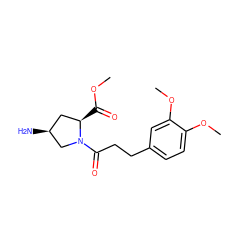 COC(=O)[C@@H]1C[C@H](N)CN1C(=O)CCc1ccc(OC)c(OC)c1 ZINC000040914626