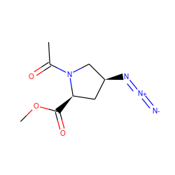 COC(=O)[C@@H]1C[C@H](N=[N+]=[N-])CN1C(C)=O ZINC000040914275