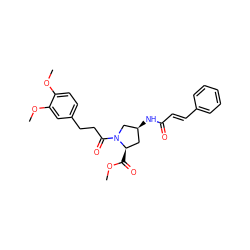 COC(=O)[C@@H]1C[C@H](NC(=O)/C=C/c2ccccc2)CN1C(=O)CCc1ccc(OC)c(OC)c1 ZINC000040409071