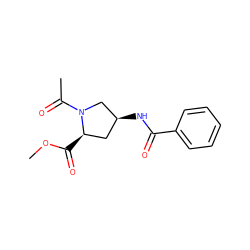 COC(=O)[C@@H]1C[C@H](NC(=O)c2ccccc2)CN1C(C)=O ZINC000008299671