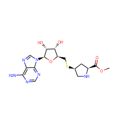 COC(=O)[C@@H]1C[C@H](SC[C@H]2O[C@@H](n3cnc4c(N)ncnc43)[C@H](O)[C@@H]2O)CN1 ZINC000062178676